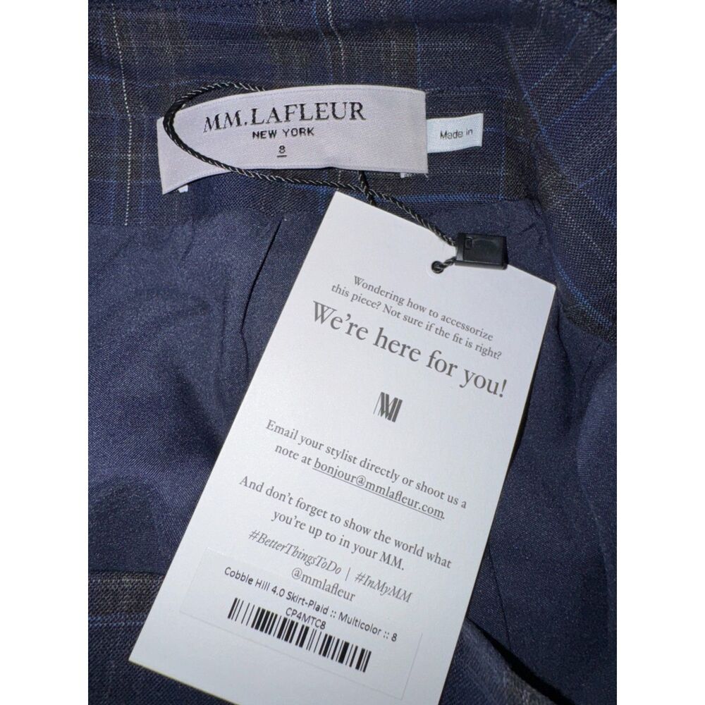 MM LaFleur The Ross Blue Plaid Virgin Wool Blend Blazer Skirt Suit Size 8 NEW - Picture 7 of 9